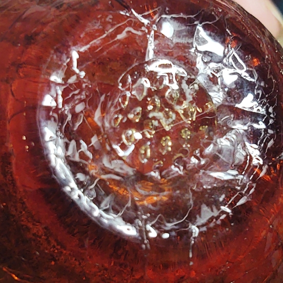 Vintage Mid-Century Modern Pilgrim Amber Crackle Glass Pitcher and Vase - Picture 11 of 14